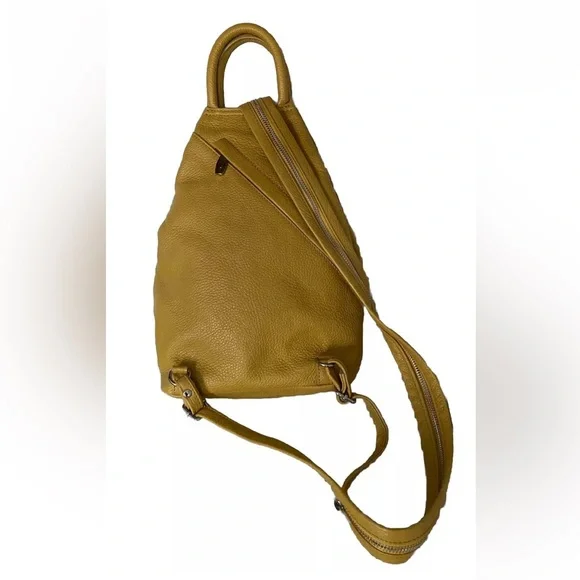 NWT VALENTINA 🇮🇹 MADE IN ITALY SLING BAG BACKPACK  MUSTARD YELLOW - Picture 8 of 15